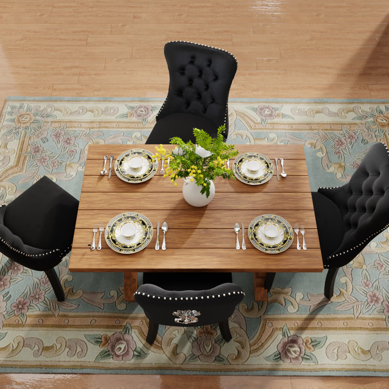 Modern Velvet Dining Chairs Dining Room Chairs Set of 2, Black, Black
