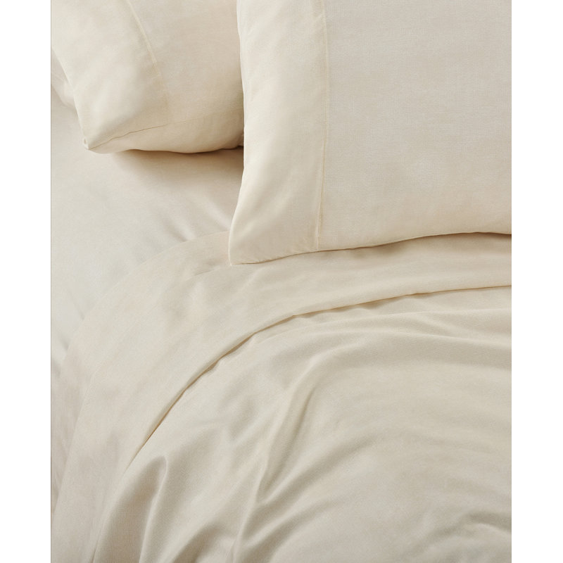 Ensemble de draps pour chambre d'amis ROONEY, Ensemble de draps pour très grand lit avec 2 taie, Crème
