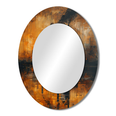 Yellow Black Manufacturing Factories Power - Large Oval Wall Mirror On Metal