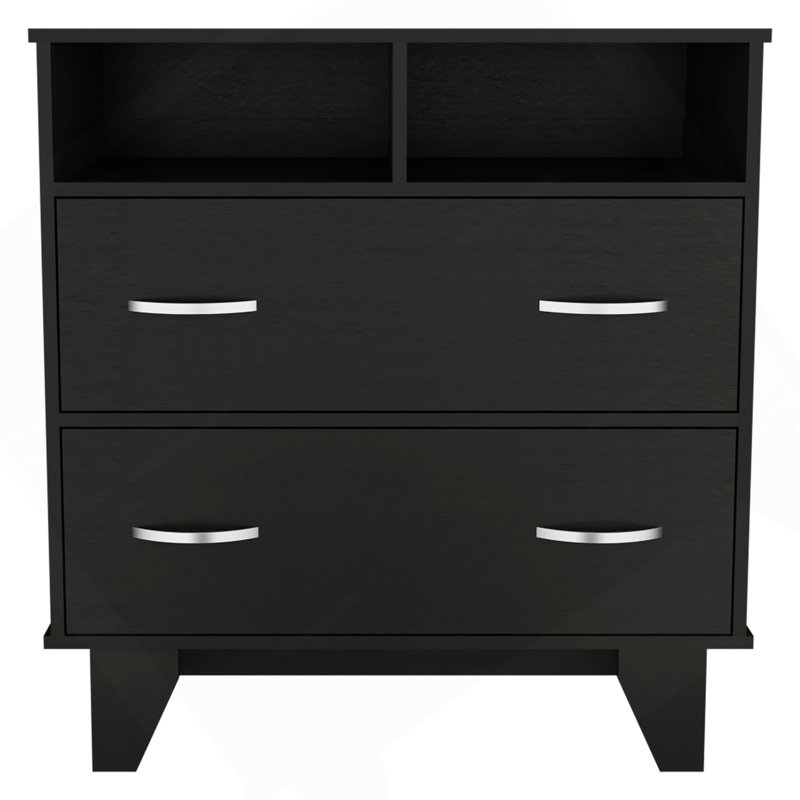 Commode 2 tiroirs 2 tablettes Wengé, Wengé