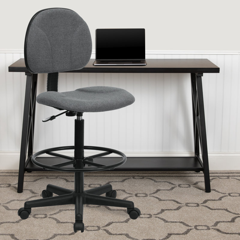 Commercial Adjustable Height Drafting Chair with Adjustable Foot Ring, Gray, No