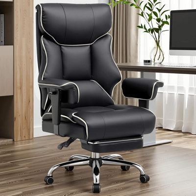 Big And Tall Office Chair 400Lbs High Back Leather Executive Chair With Ergonomic Lumbar Support & Pocket Spring Cushion For Lower Back Pain Relief, Computer Gaming Chair With Foot Rest