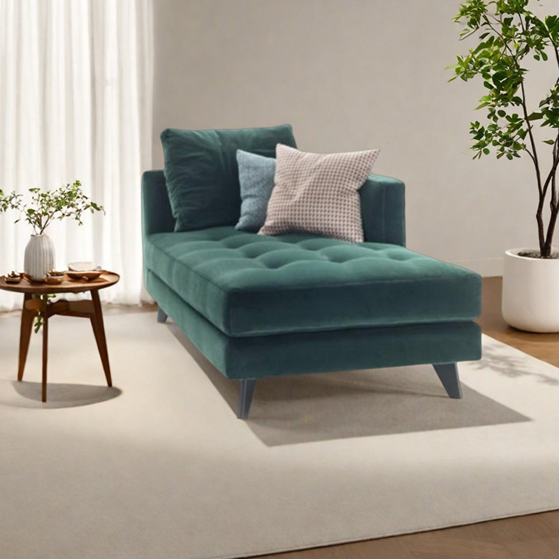 Luxury Tufted flannelette fabric Lounge Chair, Left Hand Facing