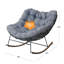 Chaise berçante d'extérieur, chaise berçante confortable avec coussin pour balcon, véranda, blanc-1369533083
