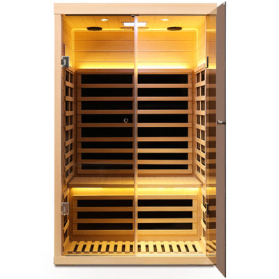Chaufferette cubique pour deux personnes à infrarouges, cristal à faible teneur en carbone et céramique, 760 W, 8 15 minutes d'échauffement, 25 65c, lumières colorées pour le bois, technologie de tube, Min Quick 77 149f, lecture