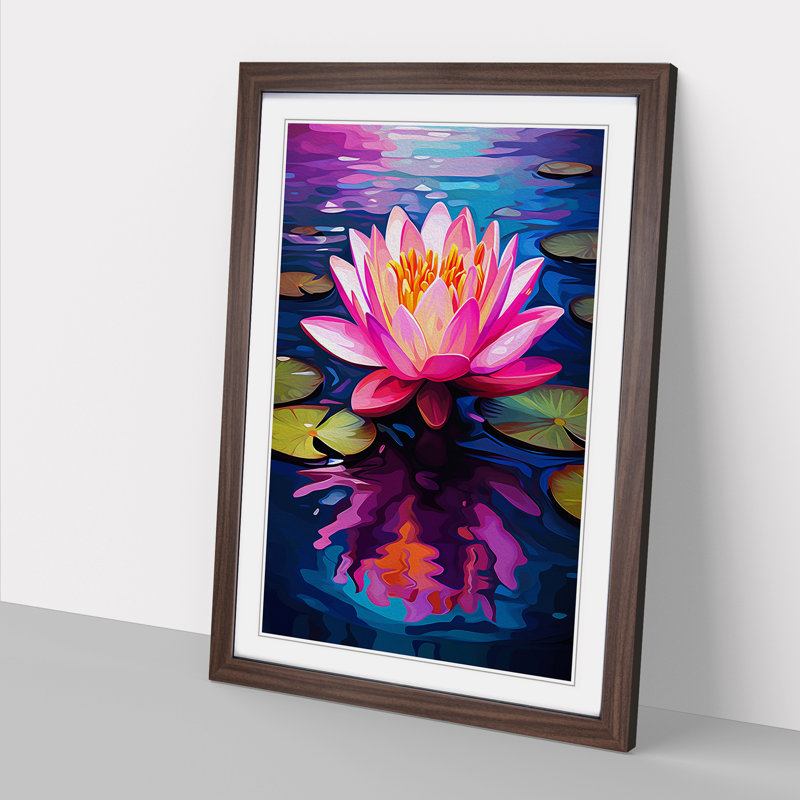 Water Lily Pop - Framed Print, Walnut , 46cm H x 34cm W x 2cm D