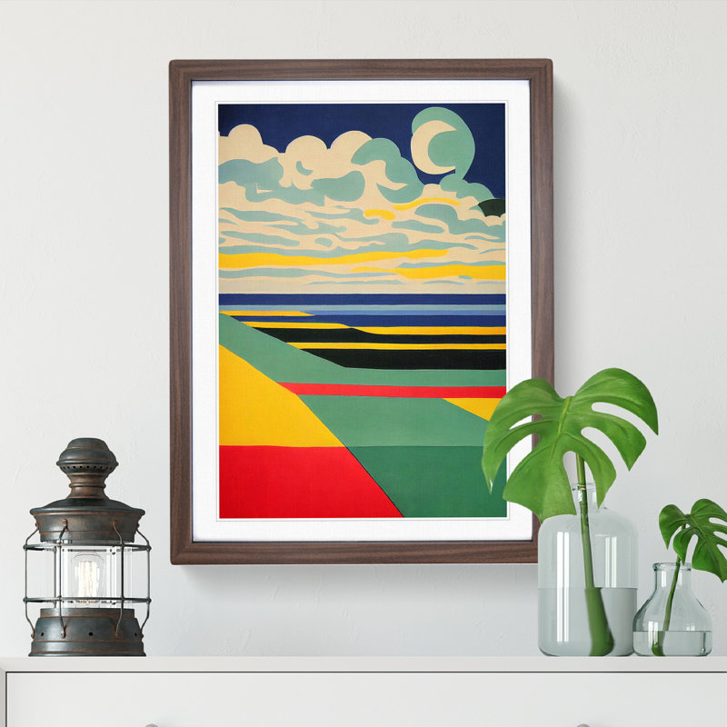 Abstract Landscape Meadow No.3 - Framed Print, 34cm H x 25cm W x 2cm D, Walnut Framed