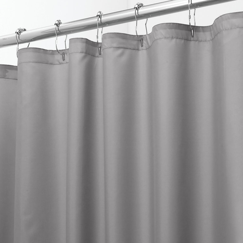 iDesign Fabric Shower Curtain, Water-Repellent and Mold- and Mildew-Resistant Liner, 72" x 72", Gray