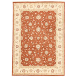 Hand Knotted Wool Area Rug in Rust And Ivory