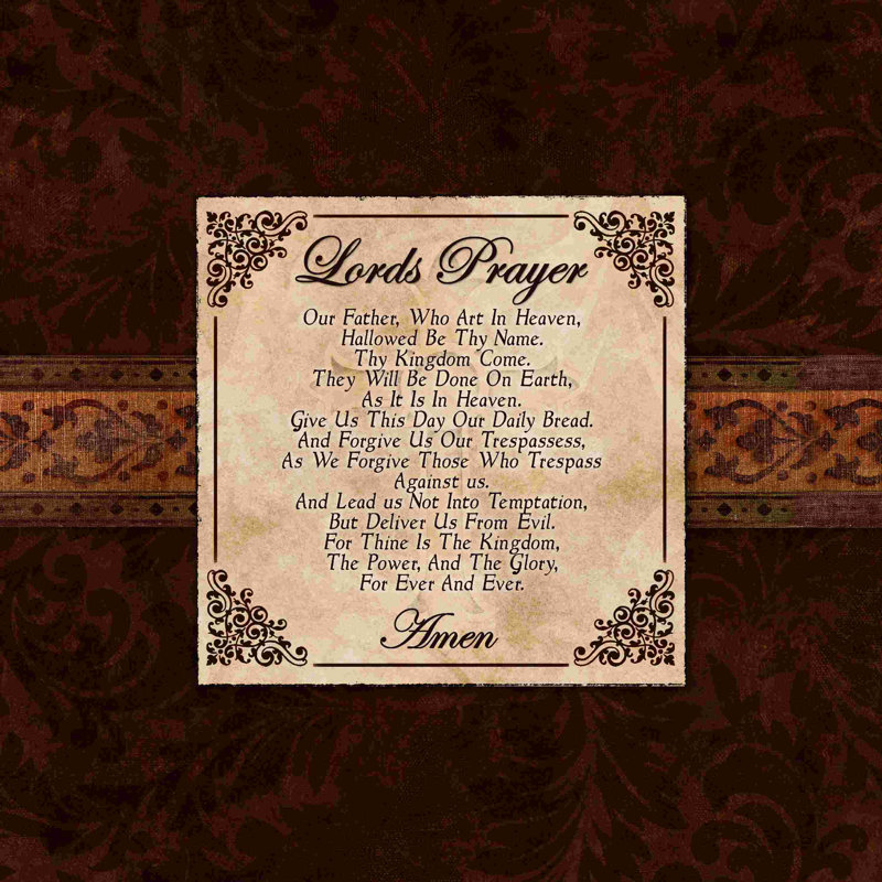 «Lords Prayer 5», art textuel sur toile tendue, H 12 po x l 12 po
