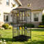 Grande cage à oiseaux de coin avec support, cage à perroquet compacte avec roulettes et tablette de rangement