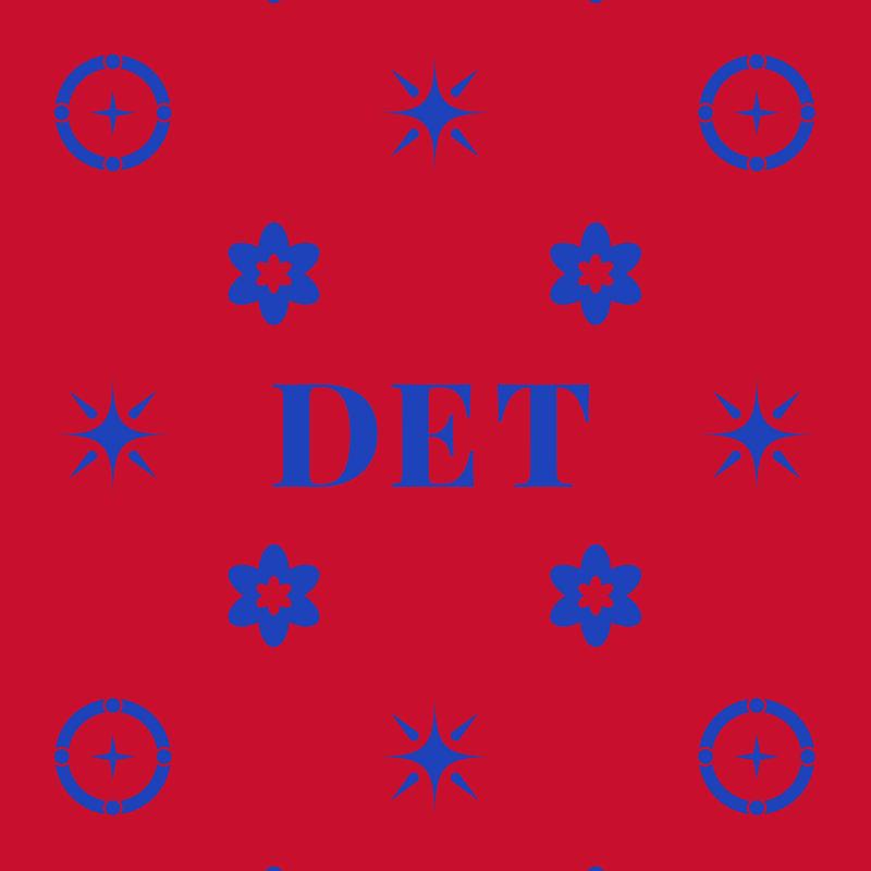 Coussin en polyester filé Detroit Basketball, Bleu/rouge