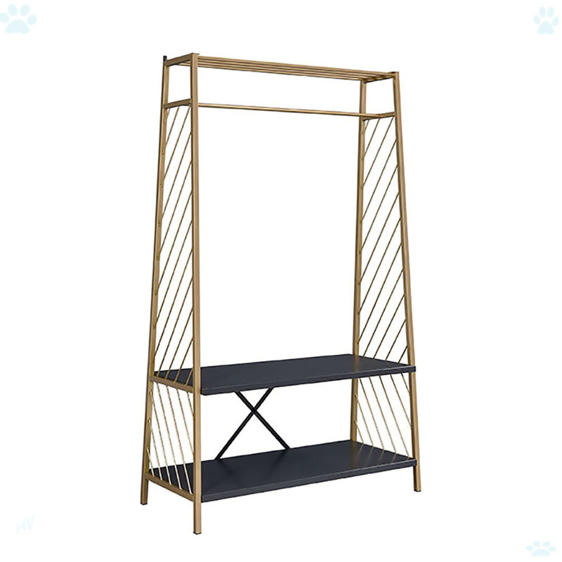 Hall Tree With 2 Tier Shelves
