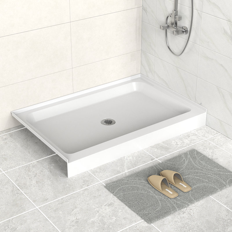 48'' x 32'' Acrylic Shower Base With Center Drain, Glossy and Non-Slip surface