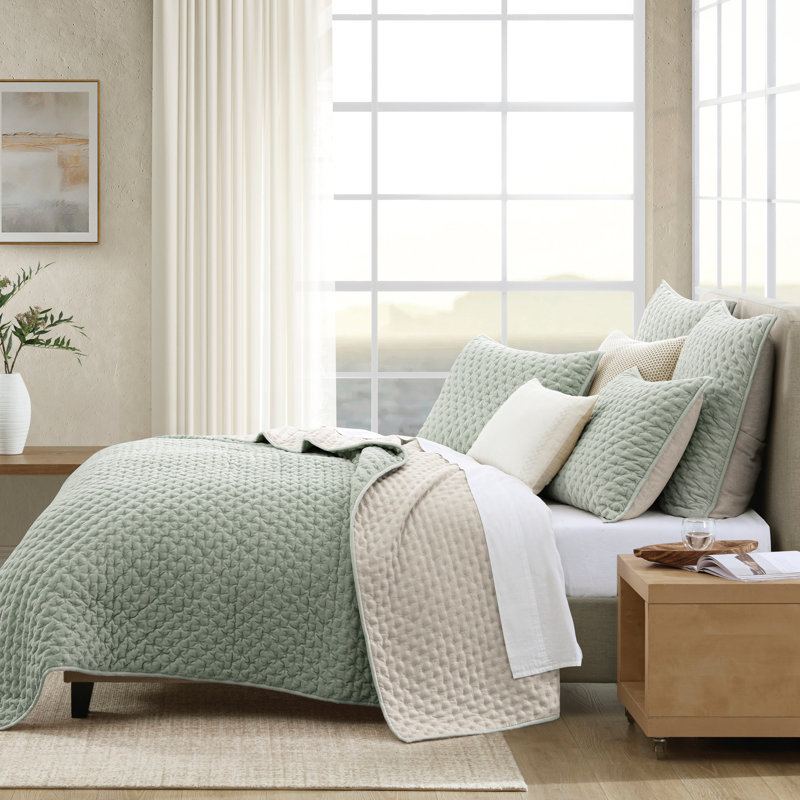 Ensemble de courtepointe en velours DKNY PURE, King Quilt + 2 King Shams, Blue