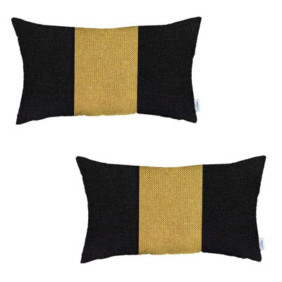 Ensemble de deux coussins lombaires en polyester à fermeture à glissière à motif géométrique gris et bleu 20 po x 12 po