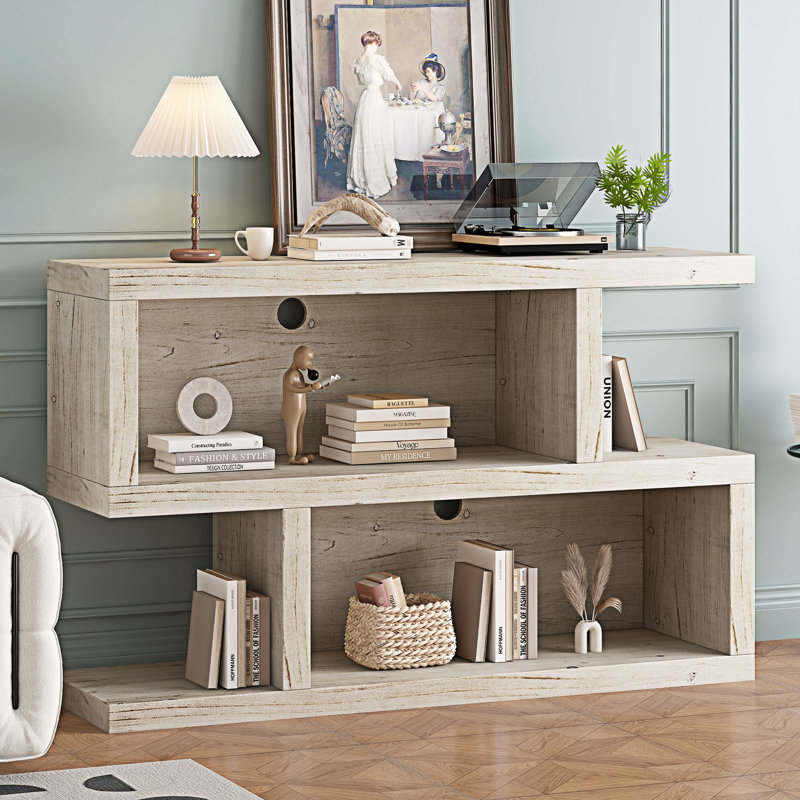 Table console étroite avec tablette ouverte, Naturel