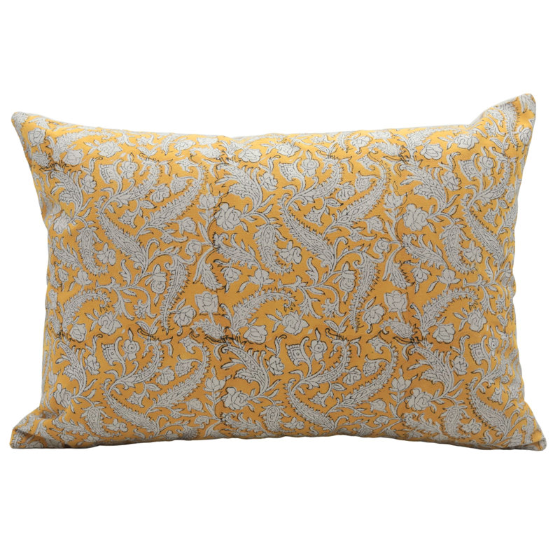 Housse de coussin jaune fait à la main Artision, Carré, H 22 po x l 22 po
