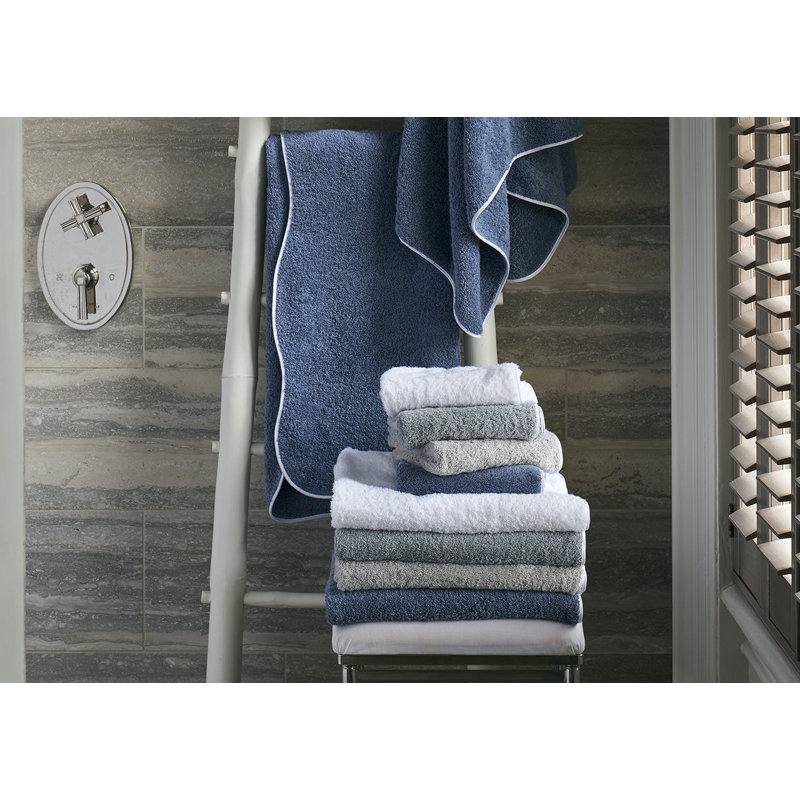 Cairo Wave Fingertip Towel, Pearl/White