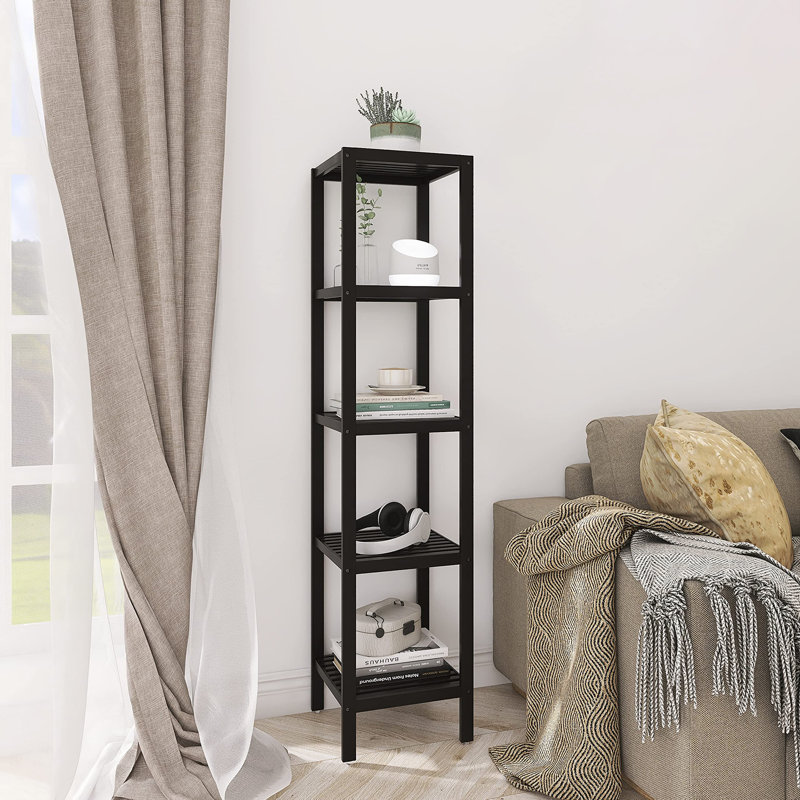 Addisynn Solid Wood Freestanding Bathroom Shelves, Black
