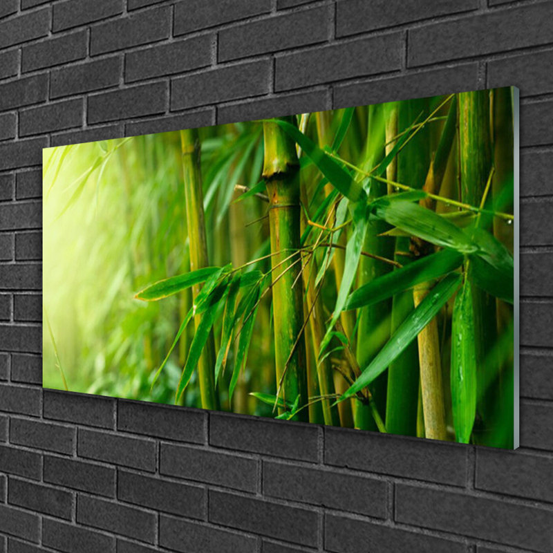 Floral Bamboo Stalks - No Frame Print on Glass