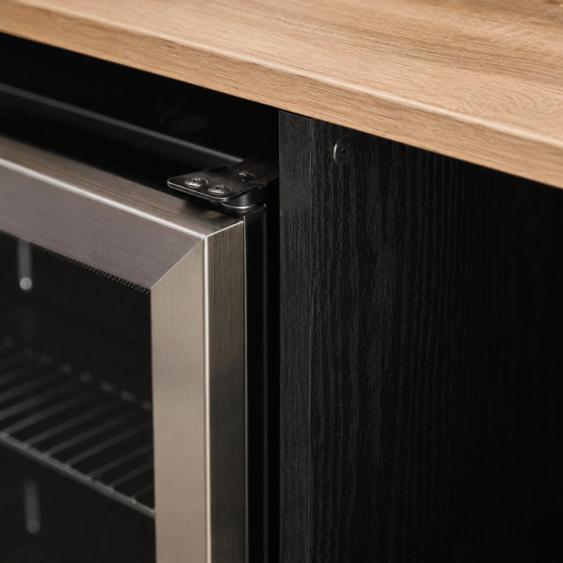Mini-armoire-bar pour réfrigérateur, portes en verre avec prise de courant, noir