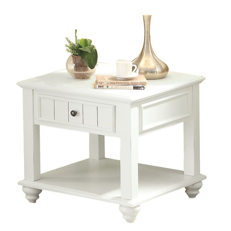 Table de bout blanche avec tablette inférieure
