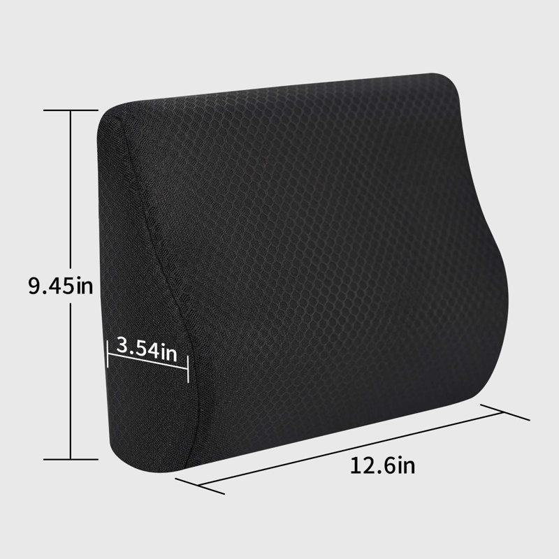 Coussin de soutien lombaire à mémoire de forme pour voiture (noir)