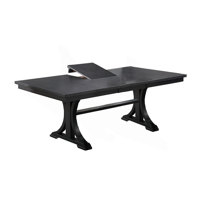 Table rectangulaire de salle à manger en bois de couleur gris anthracite classique