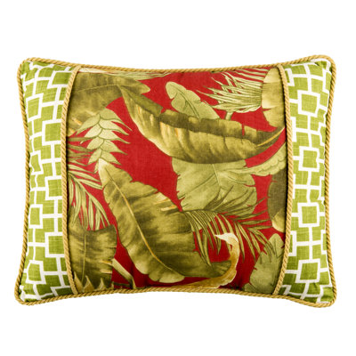 Captiva Tropical Cotton Floral Breakfast Pillow with Accent Bands