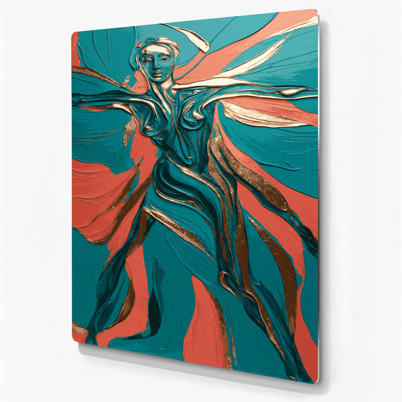 Art mural abstrait en métal vert 23, H 24 po x l 36 po