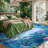 Washable Jungle Animal Print 9x12 Blue Rugs for Living Room, Soft Kids Area Rugs for Bedroom, Non-Skid Modern Dining Room Rug  Playroom  Nursery-201452138