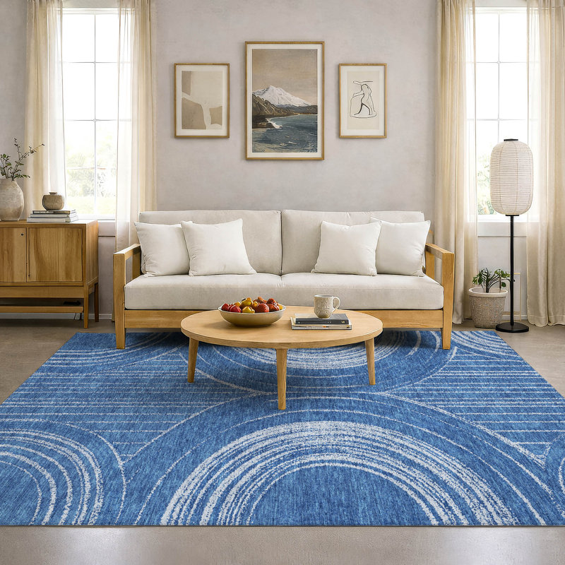 Tapis de qualité supérieure lavable à la machine Mayfield AMF2380, Marine, 3 pi x 5 pi