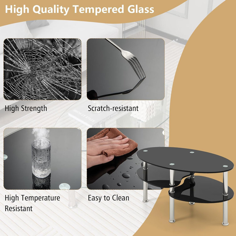 Como moderne en verre trempé noir, Noir