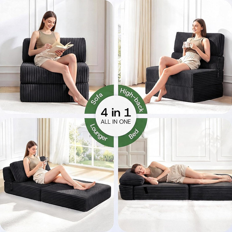 4 in 1 Convertible Folding Sofa Bed, Sleeper Chair, Space Saving Design