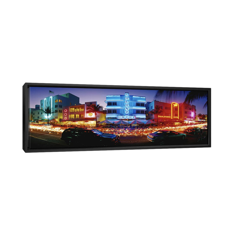 «Florida, Miami Beach», reproduction de photo sur toile, H 20 po x l 60 po x P 1,5 po, Cadre noir