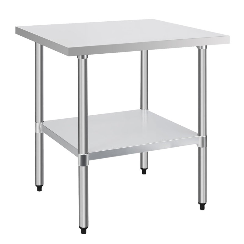 Table de travail commerciale en acier inoxydable de calibre 18 de 30 po x 30 po