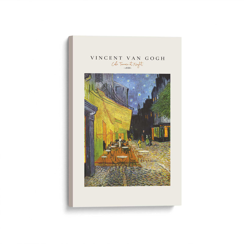 Van Gogh's Cafe Terrace la nuit v2, Toile tendue, H 12 po x l 8 po x P 1,25 po