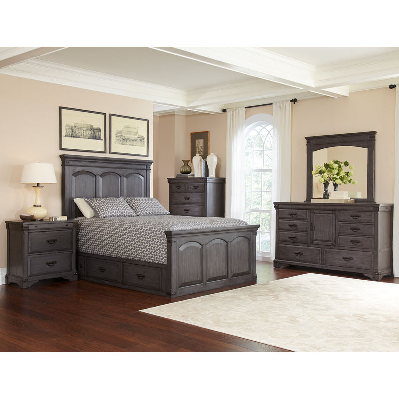 Solid Wood Platform Storage Bed, King