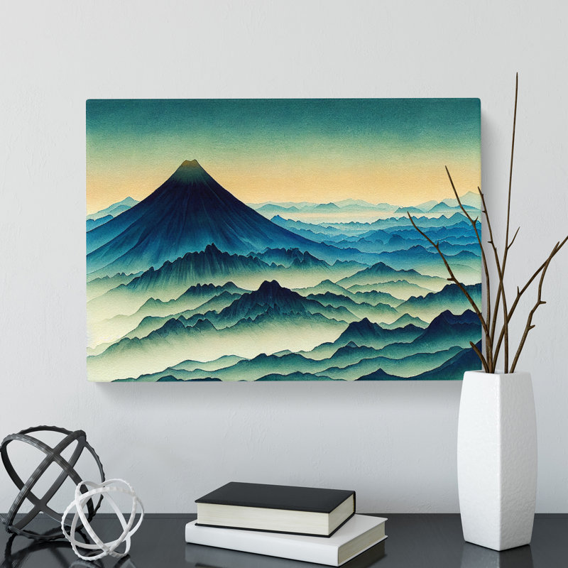 Watercolour Japanese Mountains Vol.4 - Wrapped Canvas, 40cm H x 60cm W x 3cm D
