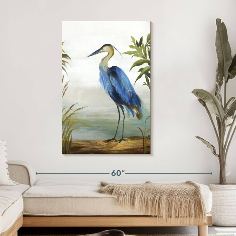 «Blue Heron», reproduction sur toile, H 30 po x l 45 po x P 1,25 po