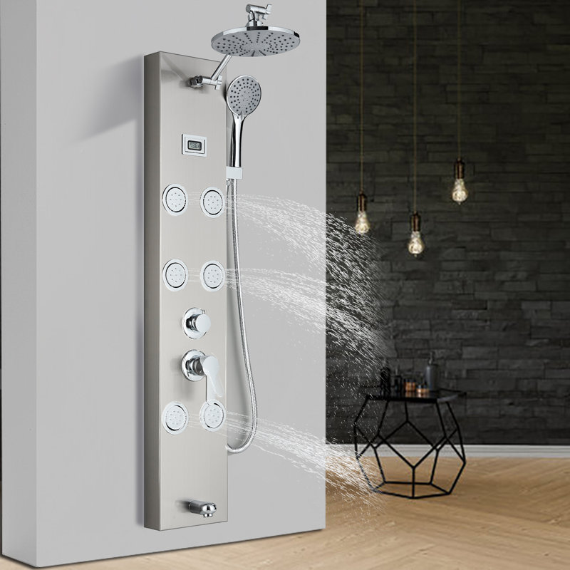 Pomme de douche réglable 45 po, Nickel brossé
