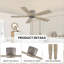 Ventilateur de plafond encastré à moteur à courant continu avec pales en bois massif 48 pouces Milan avec télécommande, gris anthracite Milan-1235038690-1235038691-1235038701