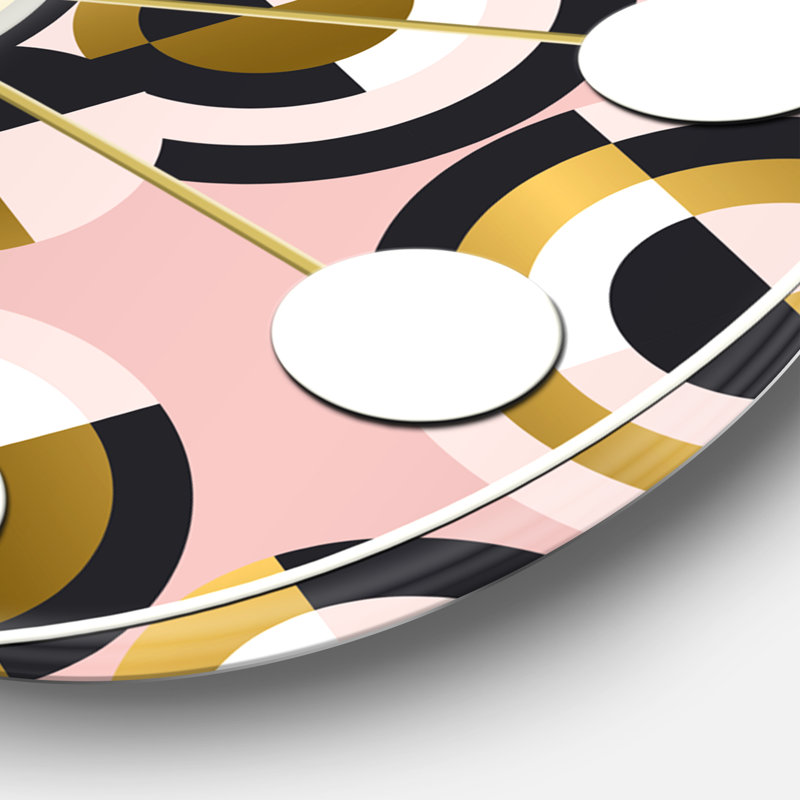 Motif circulaire de formes géométriques rétro - horloge murale moderne Mid-Century, Moyenne