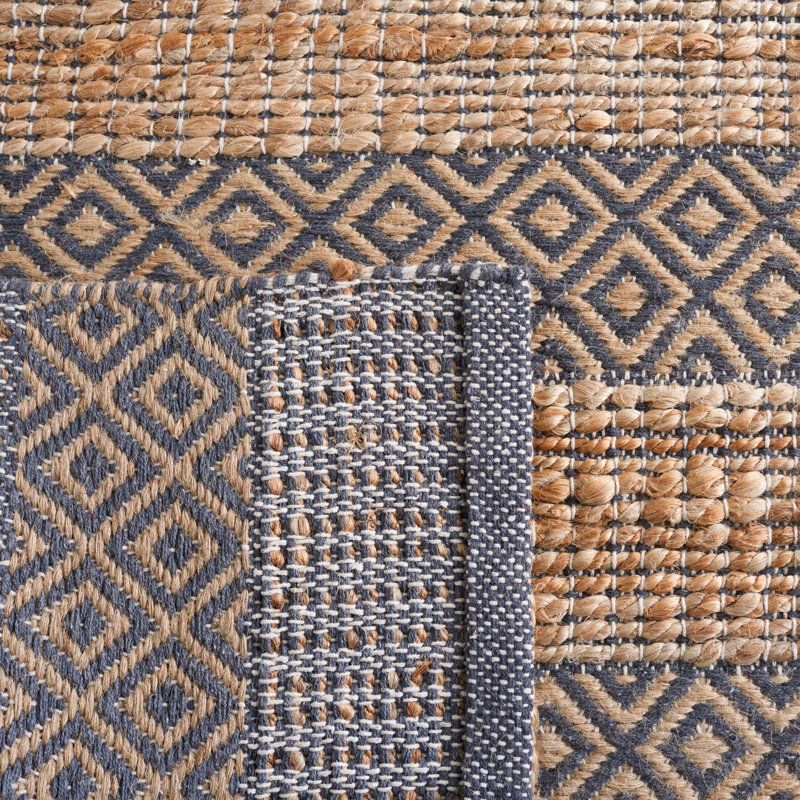 Sonny Geometric Flatweave Charcoal/Natural Area Rug, Rectangle 5' x 8'