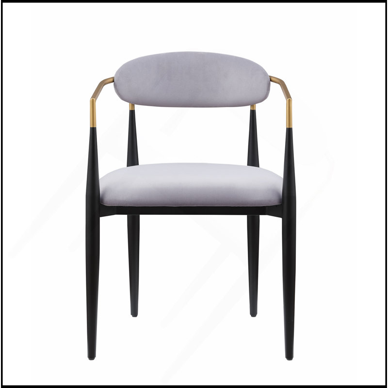 Ensemble de chaises rembourrées en tissu gris 2 pièces Modern Contemporary