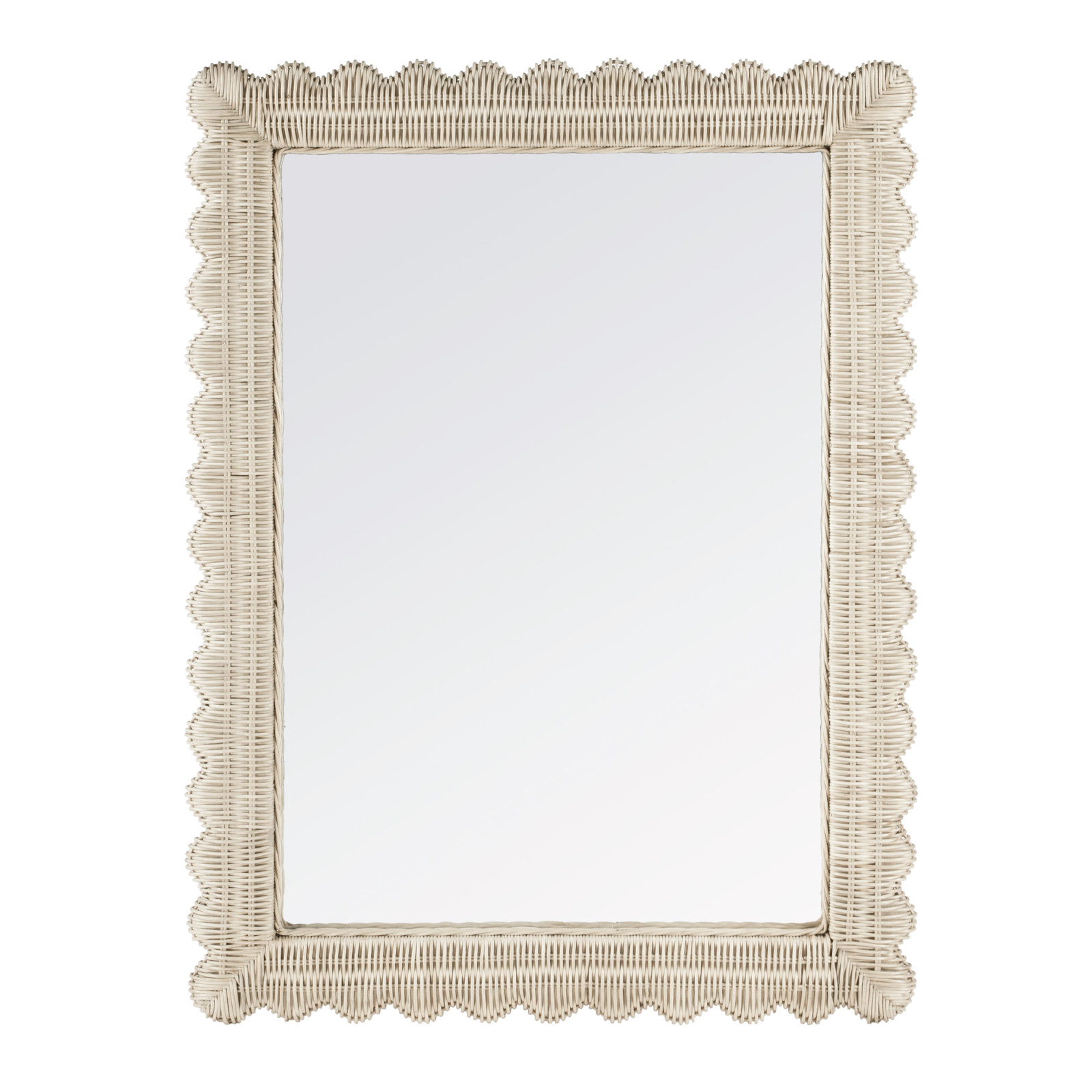 Lacie Rattan Rectangle Wall Mirror, Off-White