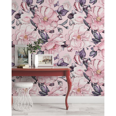 Papier peint amovible à motif de fleur rose
