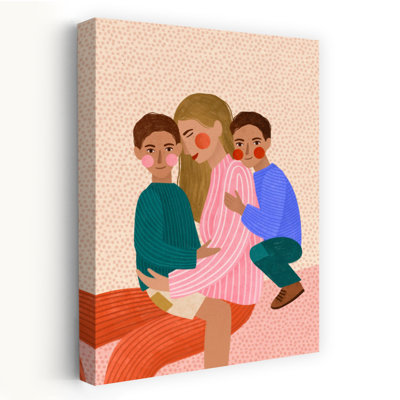 «Joyful Family Hug», reproduction d'art contemporain sur toile