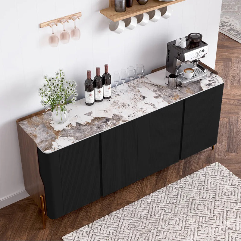 Buffet avec crédence 70 po Modern Luxury Luxury, Noir